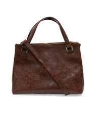 Shawna Triple Zip Satchel Crossbody in Saddle