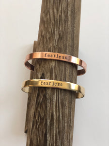 Brass Mantra Cuff in multiple sayings