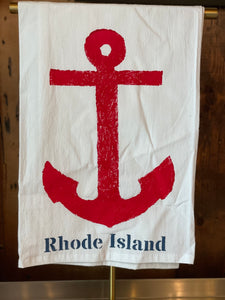 Block Print Rhode Island Anchor Tea Towels