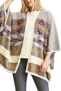 Aztec Kimono Sleeve Sweater Cardigan