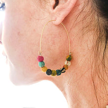 Load image into Gallery viewer, Elongated Kantha Wire Hoops