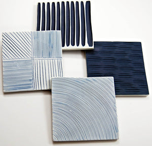 Coaster Square Slab - Blue & White 1 -set of 4