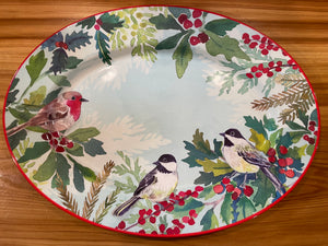 oversized winter bird platter