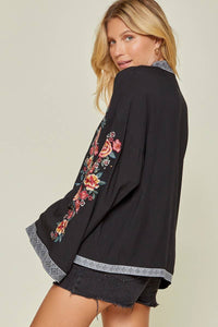 Floral Embroidered Kimono- inclusive sizing