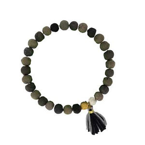 Kantha Noir Tasseled Bracelet