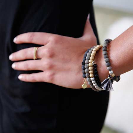 Kantha Noir Tasseled Bracelet