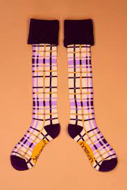 Purple Check Boot Socks