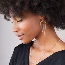 Dream Catcher Earrings: Rose quartz in silver and gold