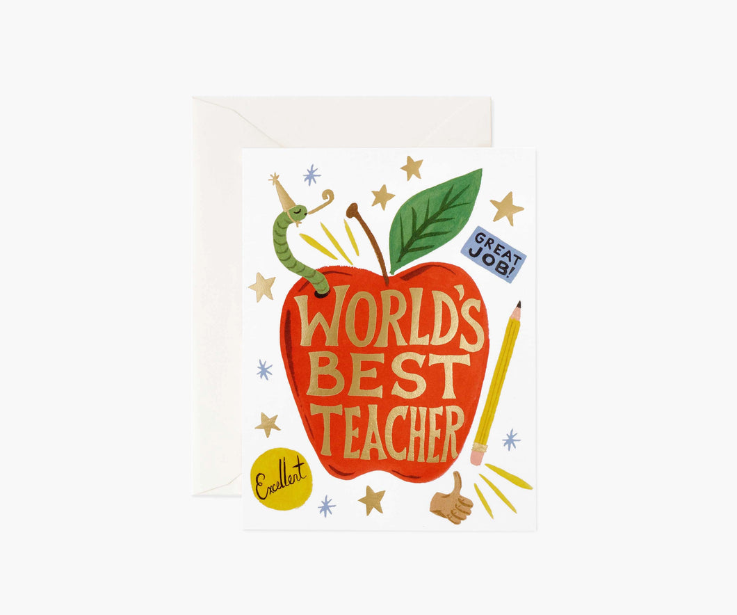 worlds best teacher card  (8 pack)