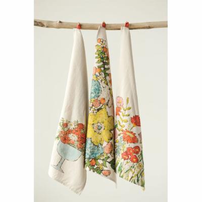 floral cotton tea towels set of 3